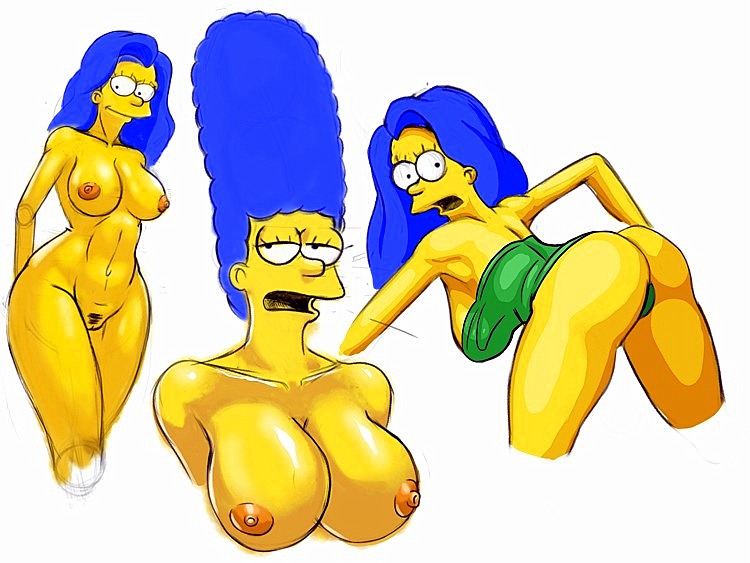 ass big_breasts marge_simpson nipples nude pubic_hair pussy the_simpsons thighs thong
