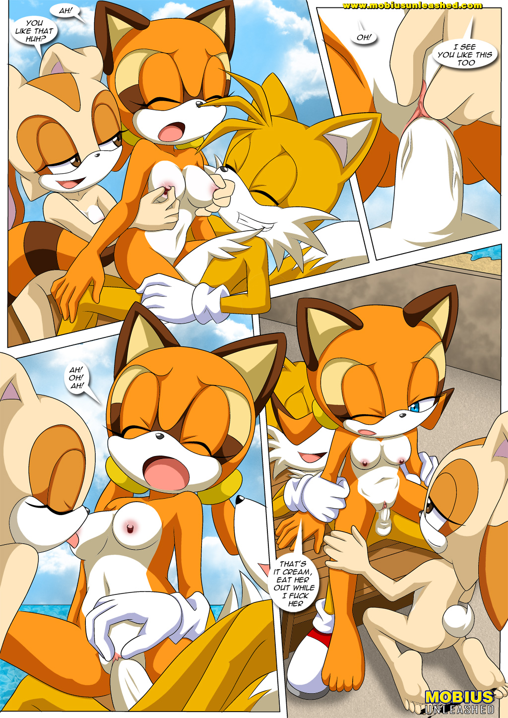 bbmbbf comic cream_the_rabbit marine_the_raccoon miles_"tails"_prower mobius_unleashed palcomix poolside_fun_extended sega sonic_(series) sonic_the_hedgehog_(series) tagme