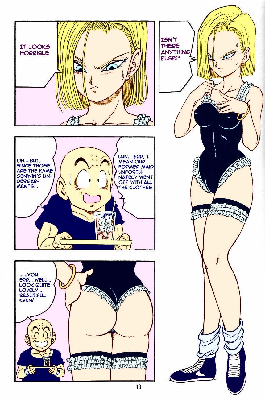 android_18 ass breasts censored_penis comic dragon_ball dragon_ball_z full_color krillin leotard masturbation nipples pussy shoes spread_pussy sweating
