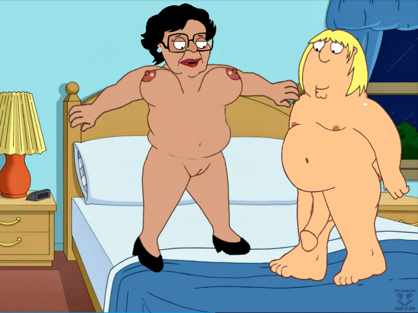 bed bedroom bouncing_breasts chris_griffin consuela family_guy funny gif guido_l jumping