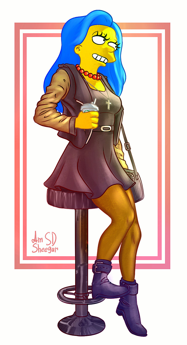 boots dress marge_simpson pantyhose smile the_simpsons