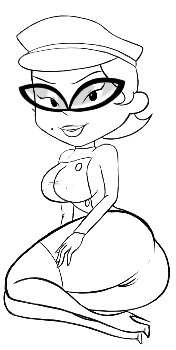ass bottomless dexter's_laboratory erect_nipples glasses hat katka lipstick looking_at_viewer mole nipples_through_clothes pussy
