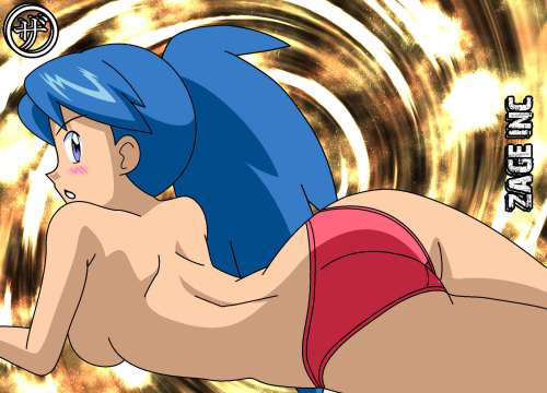 alluring ass blue_hair blush panties pokemon ponytail shauna shauna_(pokemon) sideboob tagme topless zage_inc