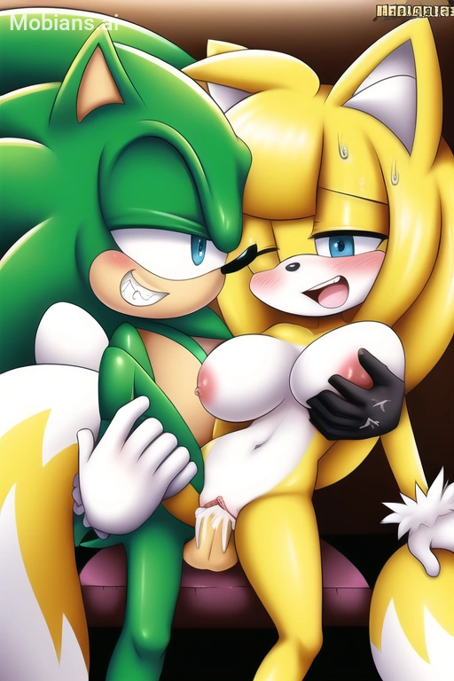 ai_generated blue_eyes blush breast_grab breasts cum cum_in_pussy cum_inside furry furry_only grin half-closed_eyes penetration penis_in_pussy scourge_the_hedgehog sex sonic_(series) sonic_the_hedgehog_(series) zooey_the_fox