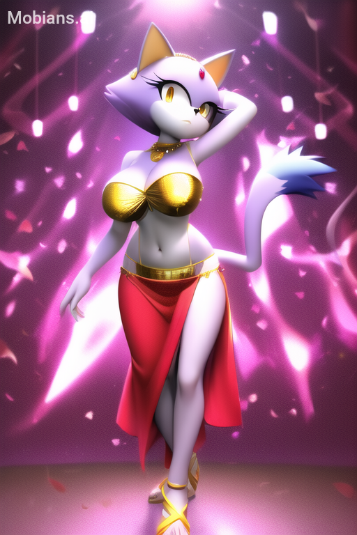 1girl ai_generated amber_eyes anthro belly_dancer belly_dancer_outfit big_breasts blaze_the_cat breasts cat cat_ears cat_tail cleavage domestic_cat feline felis forehead_jewel furry harem_girl harem_outfit huge_breasts looking_at_viewer mammal mobians.ai navel purple_fur sandals sarong sega sonic_the_hedgehog_(series) white_fur