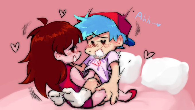 1boy 1girl 1girl1boy 2d 2d_(artwork) backwards_baseball_cap bed blue_hair blush boyfriend_(friday_night_funkin) canon_couple cute digital_media_(artwork) drooling female female/male friday_night_funkin girlfriend_(friday_night_funkin) hand_under_clothes heart high_heels holding_legs implied_pegging implied_strap-on in_bed long_hair male moaning_in_pleasure on_bed pegging romantic_sex socks straight strap-on_under_skirt sweat third-party_source tickling unknown_artist video_game_character video_games
