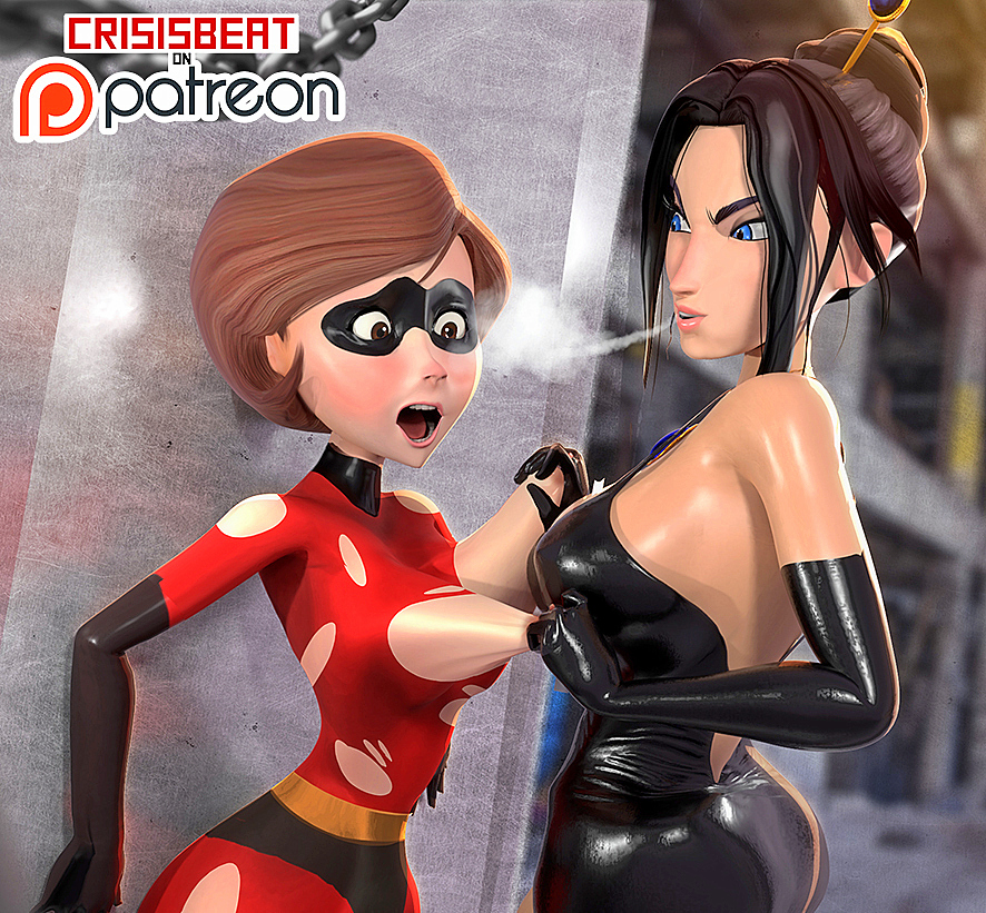 breast_squeeze breasts dress erect_nipples gloves helen_parr the_incredibles