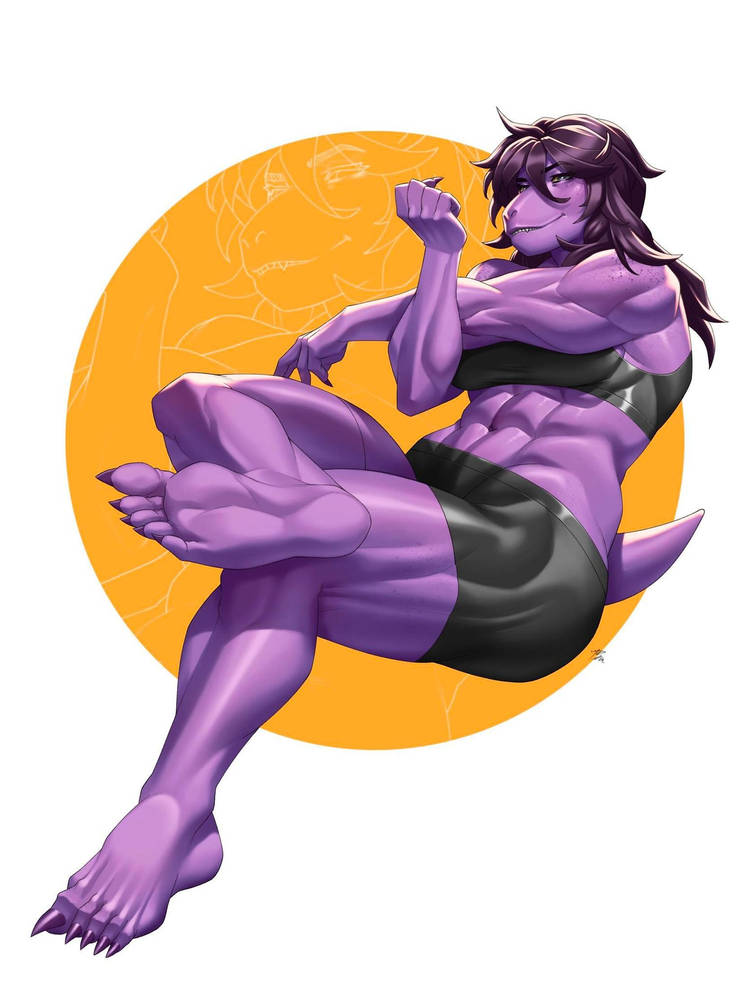 1girl 2020s 2022 2d 2d_(artwork) abs anthro anthro_only badass clothed commission_art deltarune digital_media_(artwork) female female_anthro female_only hair lizard lizard_girl lizard_tail long_hair midriff muscular muscular_female orange_background purple_body purple_hair purple_skin r62_(artist) reptile reptile_girl scalie small_tail solo solo_anthro solo_female sportswear susie_(deltarune) susie_(light_world_form) tail two-tone_background undertale_(series) video_game_character video_games white_background