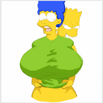 1boy 1girl bart_simpson bouncing_breasts female flashing gif huge_breasts incest male male/female marge_simpson mostly_nude mother's_duty mother_and_son nipples shirt shirt_lift the_simpsons undressing