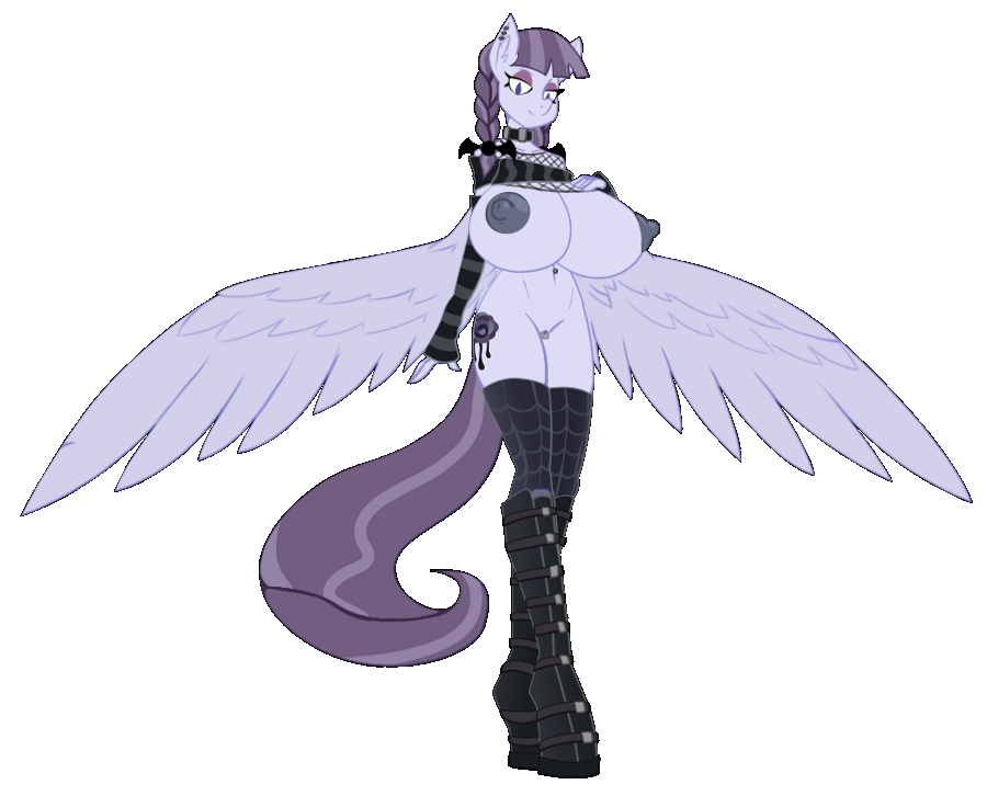 1girl alpha_channel anthro big_breasts boots breasts clothing cutie_mark equine footwear friendship_is_magic furry genital_piercing gif goth hair horse huge_breasts inky_rose invalid_tag jrvanesbroek legwear mammal my_little_pony nipples pegasus piercing pussy pussy_piercing simple_background stockings transparent_background vector wings