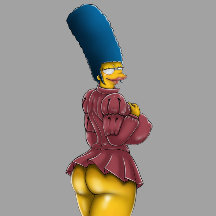 1girl ass big_ass breasts cydlock female female_only huge_breasts marge_simpson nipple_bulge nipples partially_clothed the_simpsons