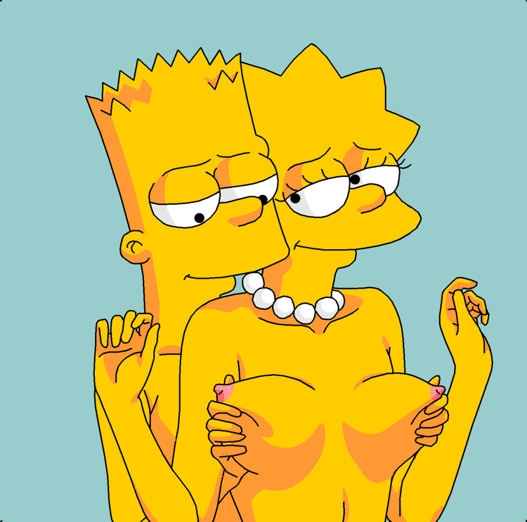 bart_simpson big_breasts brother_and_sister erect_nipples gif incest lisa_simpson smile squeezing_breasts the_simpsons
