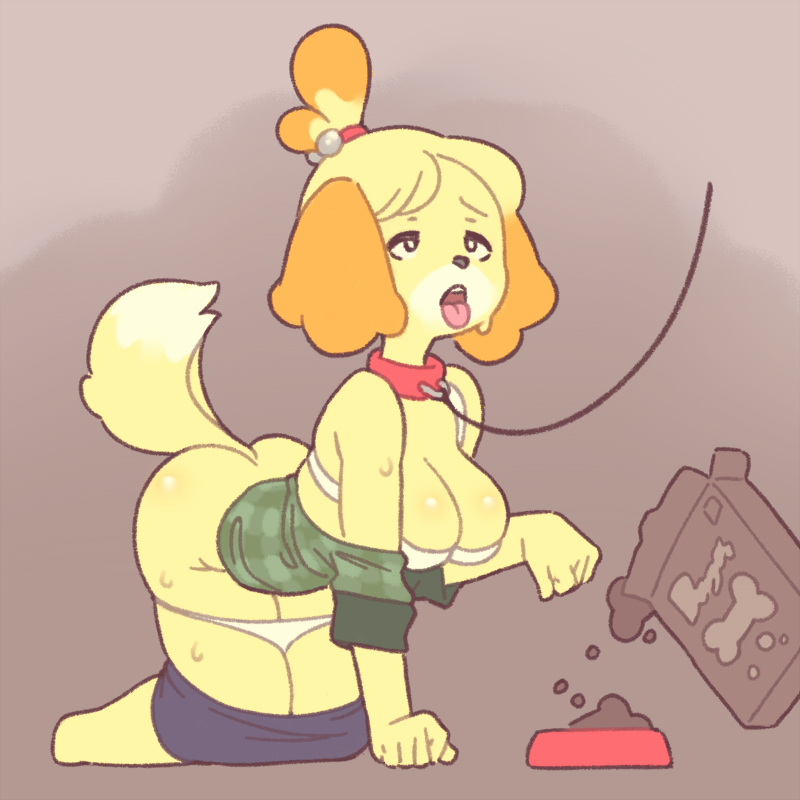 1girl animal_crossing annue_(artist) anthro big_breasts breasts canine clothing clothing_lift dog furry invalid_tag isabelle_(animal_crossing) mammal nintendo panties panties_down panty_lift petplay roleplay shih_tzu skirt skirt_lift underwear video_games