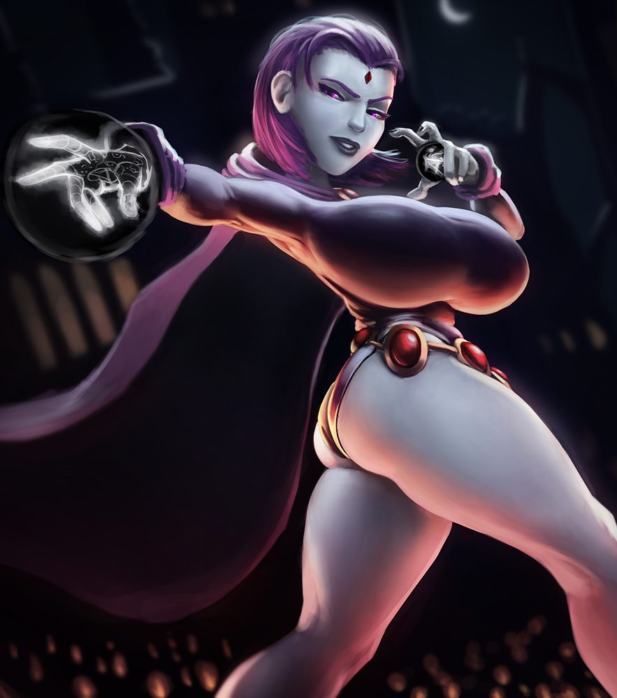 1girl big_breasts dc_comics dc_comics female_only huge_ass huge_breasts looking_at_viewer maarthul raven_(dc) solo_female teen_titans thick_thighs tight_clothing