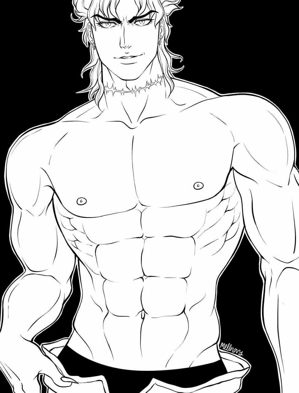 1boy 1male dio_brando jojo's_bizarre_adventure looking_at_viewer male male_nipples male_only muscular_male pectorals solo_male stardust_crusaders