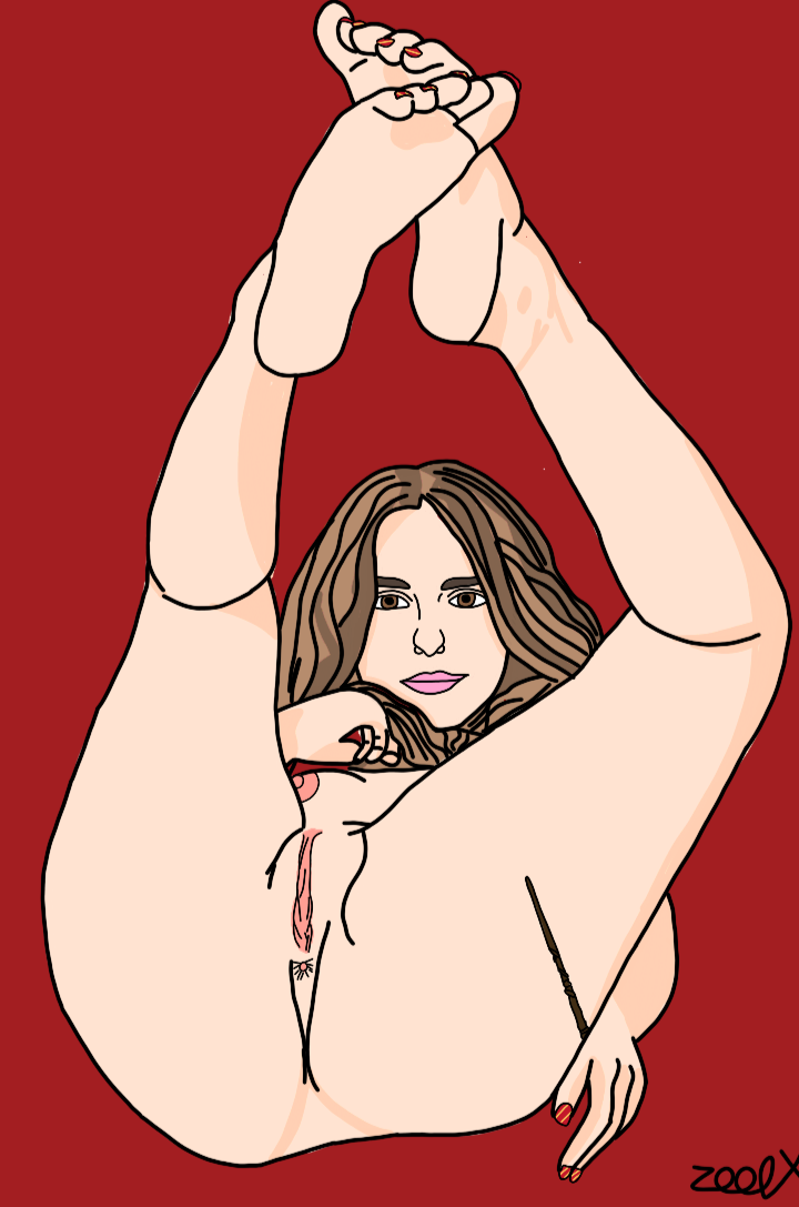 anus areola ass_up big_breasts brown_hair curly_hair emma_watson feet_up harry_potter hermione_granger holding_wand legs_up lips looking_at_viewer magic_wand nipples nude_female pussy wand warner_brothers wine_background wine_nail_polish yellow_stripes zoolt