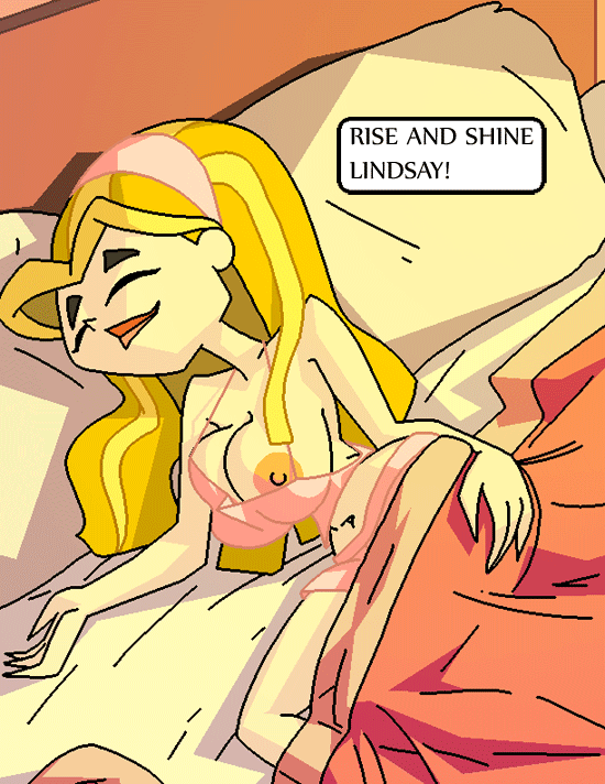 bandanna big_breasts blonde_hair blue_eyes breasts cartoon_network dboy gif hourglass_figure huge_breasts kerchief lindsay_(tdi) long_blonde_hair long_hair nipples sleeping striped_hair thick_ass thick_legs thick_thighs total_drama_island two_tone_hair wasp_waist your_slut_daughter