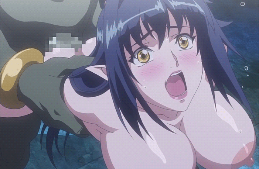 animated animated_gif annerose_vajra ass black_hair bounce bouncing_breasts breasts censored fat fat_man fucked_silly huge_breasts huge_penis koutetsu_no_majo_anneroze monster nipples nude orc_(species) orc_male penis pointy_ears rape screaming sex size_difference stitched