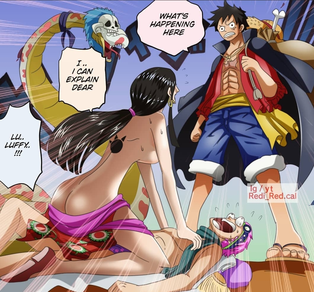 1girl 2boys ass boa_hancock booty breasts coby_(one_piece) monkey_d._luffy monkey_d_luffy on_top one_piece penis penis_in_pussy symbol