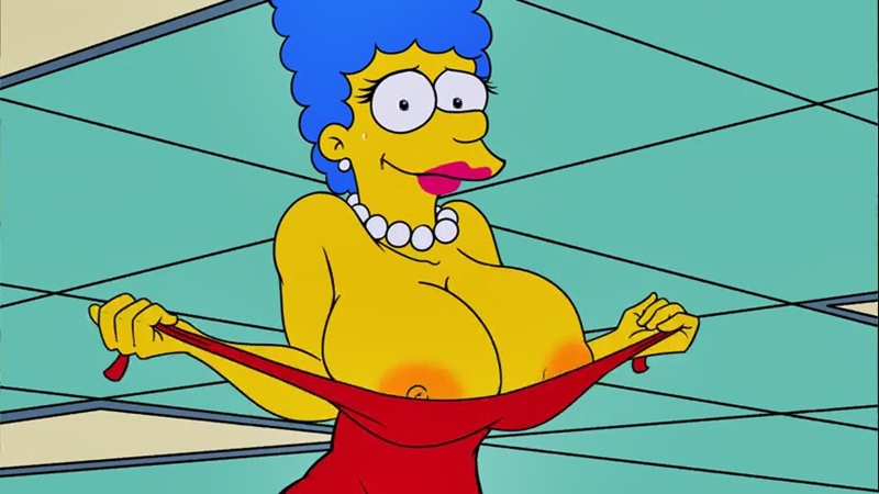 1girl big_breasts breasts female female_only huge_breasts kogeikun marge_simpson the_simpsons undressing whoa_look_at_those_magumbos