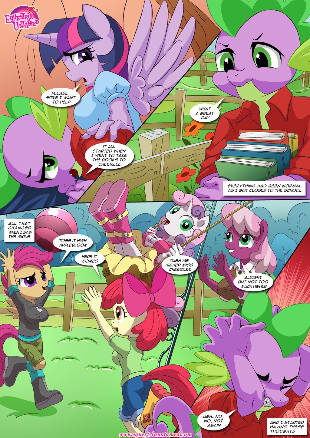 apple_bloom apple_bloom_(mlp) bbmbbf cheerilee cheerilee_(mlp) comic equestria_untamed friendship_is_magic my_little_pony palcomix scootaloo scootaloo_(mlp) sex_ed_with_miss_twilight_sparkle spike spike_(mlp) sweetie_belle sweetie_belle_(mlp) text twilight_sparkle twilight_sparkle_(mlp)