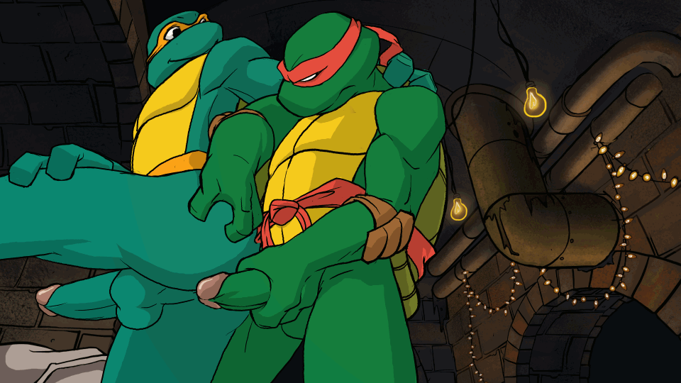 anal anus arm_around_shoulder ass ass_grab brothers from_behind gif hammytoy hand_on_ass incest michelangelo penis raphael sewer teenage_mutant_ninja_turtles testicles yaoi