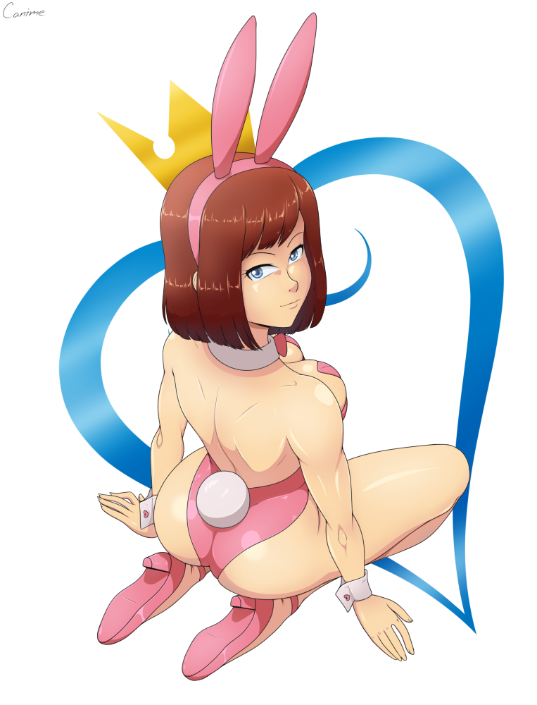 ass big_ass big_breasts breasts bunny_ears bunny_girl bunny_tail bunnysuit canime cleavage female kairi kingdom_hearts looking_at_viewer looking_back smile solo