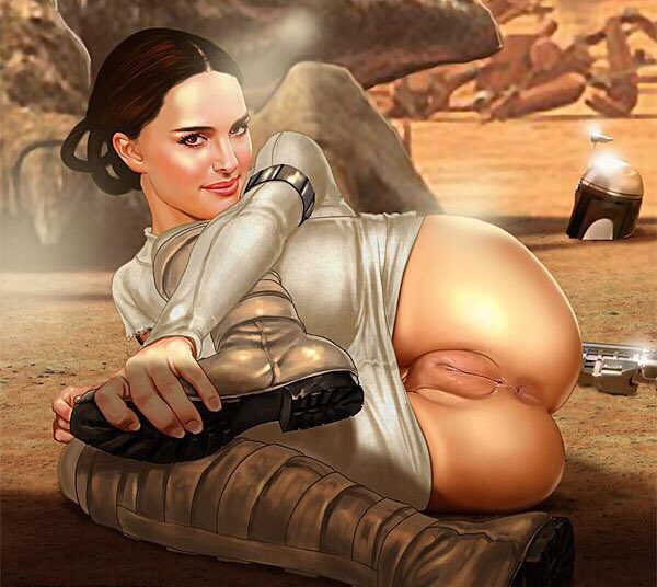 1girl ass attack_of_the_clones exhibitionism exposed_anus exposed_ass exposed_pussy female female_human female_only human looking_at_viewer no_panties on_side outdoor outdoors outside padme_amidala pants_pull pussy seductive_look seductive_smile shaved_pussy star_wars uncensored