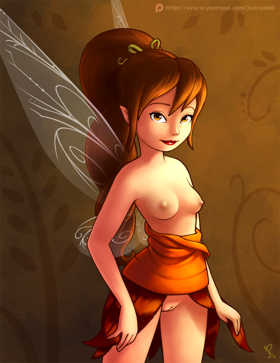 1girl breasts disney disney_fairies fairy fairy_wings fawn female joe_randel looking_at_viewer mostly_nude no_bra no_panties pointy_ears pussy topless wings