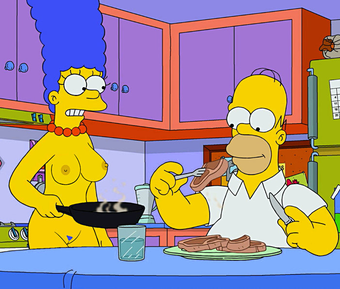 breasts cooking homer_simpson marge_simpson nipples nude pussy the_simpsons