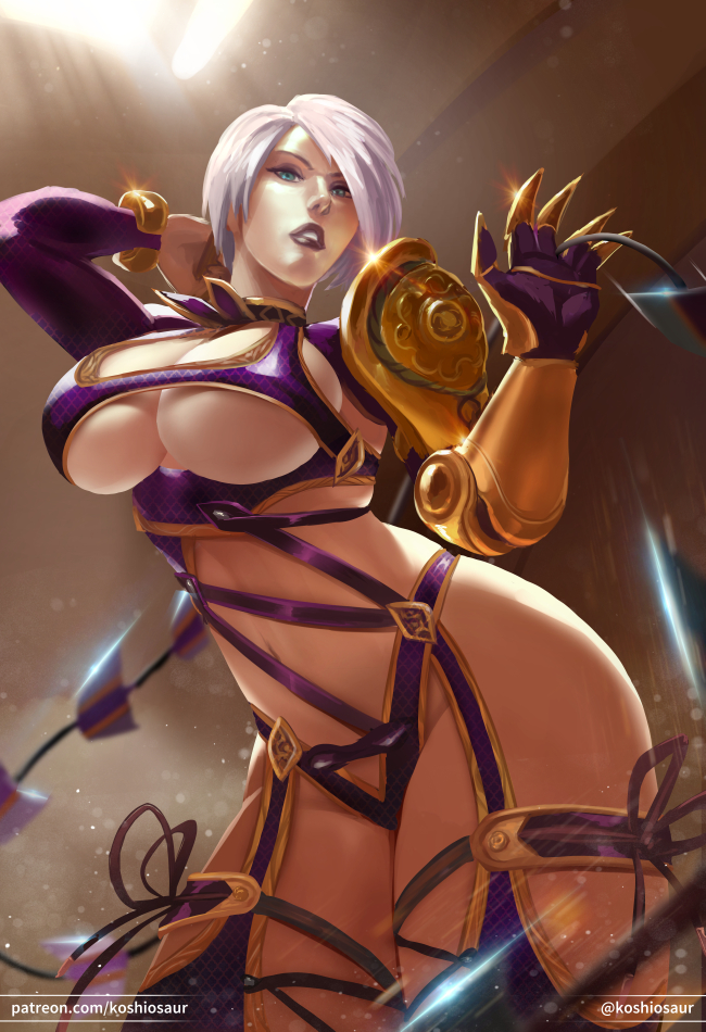 1girl alluring big_breasts breasts cleavage female_only isabella_valentine koshio looking_at_viewer soul_calibur underboob