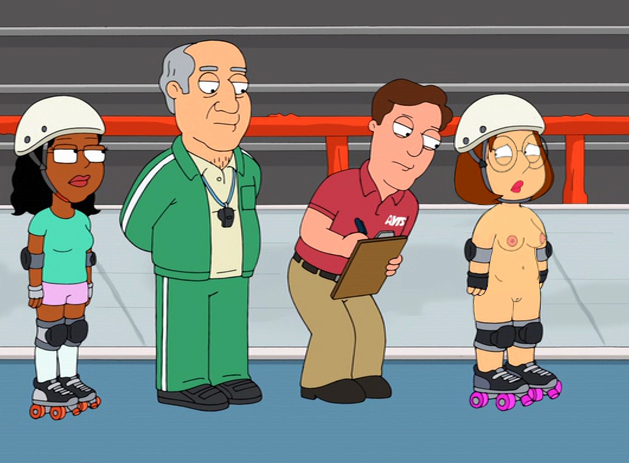 breasts family_guy glasses meg_griffin nipples roller_skates shaved_pussy