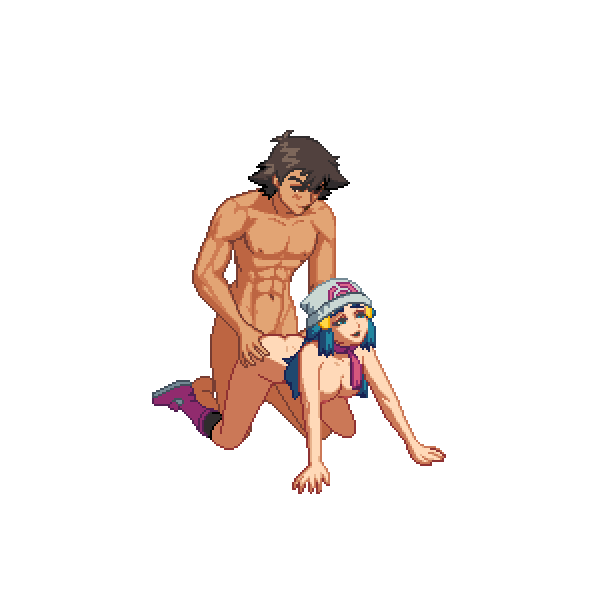 1boy 1girl abs all_fours alpha_channel alternate_breast_size areola artist_request ash_ketchum ass ass_grab back belly big_breasts blue_eyes blue_hair blush boots breasts brown_eyes brown_hair dark-skinned_male dark_skin dawn dawn_(pokemon) doggy_position female_human gif half-closed_eyes hands_on_ass hat hikari_(pokemon) human human/human interracial kneel looking_down male male/female male_human navel nintendo nipples nude open_mouth pixel_art pokemon pokemon_dppt satoshi_(pokemon) sex shoes short_hair smile spread_legs straight transparent_background