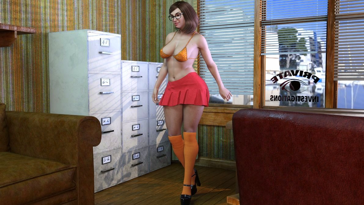 3d bra breasts glasses miniskirt scooby-doo stockings thighs velma_dinkley