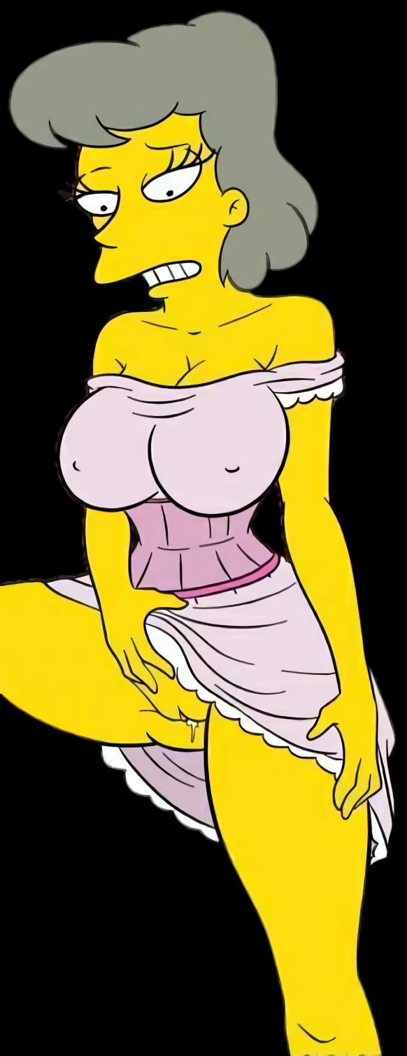 1girl black_background breasts clothed croc_(artist) dress dress_lifted_by_self helen_lovejoy hot no_panties pussy pussy_juice sexy sexy_body simple_background the_simpsons