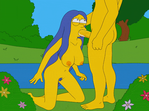 animated animated_gif breasts cum cum_in_mouth cum_on_body cum_on_face deepthroat fellatio gif huge_penis marge_simpson nipples nude oral pubic_hair the_simpsons thighs