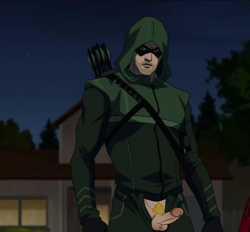 dc_comics erect_penis erection green_arrow justice_league male oliver_queen penis presenting_penis showing_penis