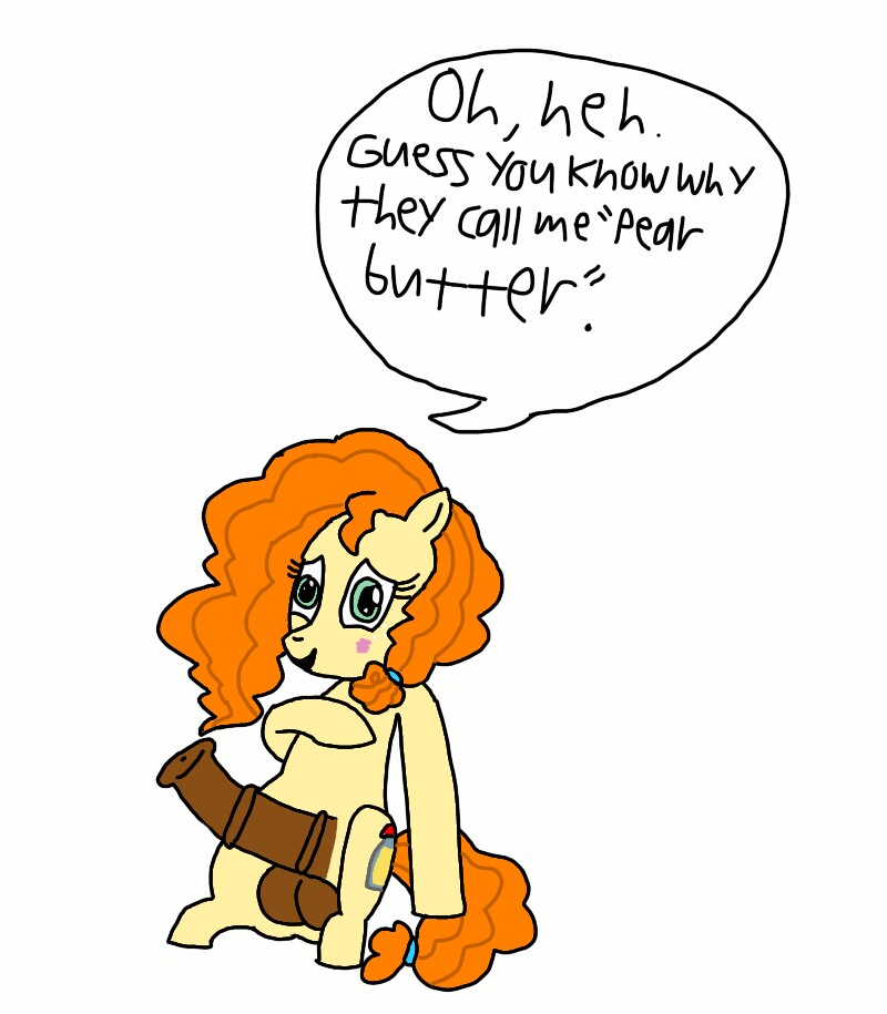 1girl dickgirl friendship_is_magic futanari looking_at_viewer my_little_pony pear_butter pear_butter_(mlp) penis pony smile