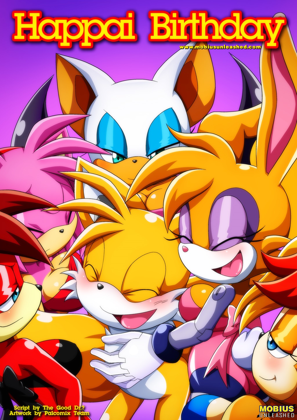 amy_rose archie_comics bbmbbf bunnie_rabbot fiona_fox happai_birthday miles_"tails"_prower mobius_unleashed palcomix rouge_the_bat sally_acorn sega sonic_(series) sonic_the_hedgehog_(series)