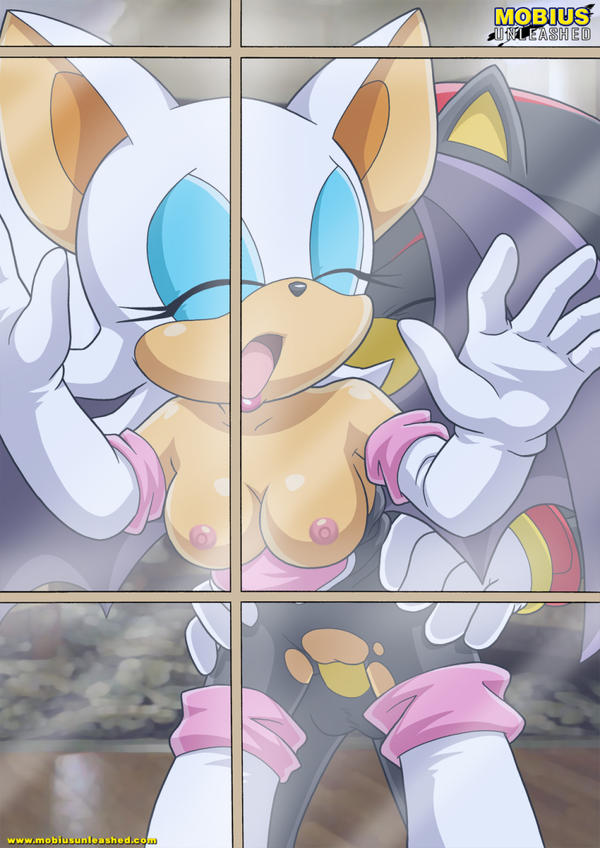 bbmbbf breast closed_eyes from_behind moan mobius_unleashed palcomix pink_nipples rouge_the_bat sega shadow_the_hedgehog sonic_(series) sonic_the_hedgehog_(series) window