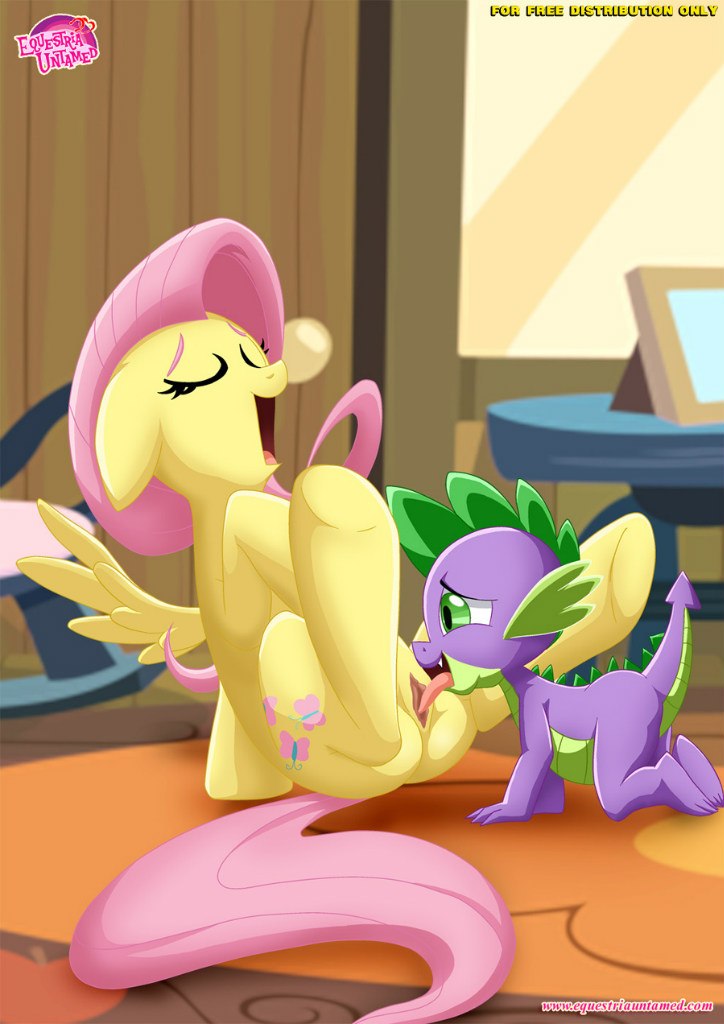 1boy 1girl bbmbbf cutie_mark dragon equestria_untamed female_pegasus fluttershy fluttershy_(mlp) friendship_is_magic interspecies male/female male_dragon my_little_pony nude oral palcomix pegasus pony pussy pussylicking spike spike_(mlp) tail wings