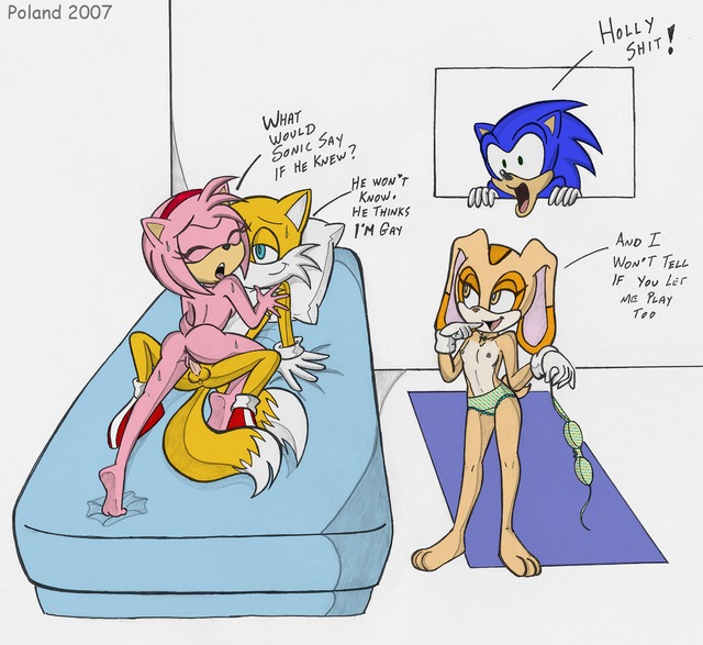 2girls amy_rose bed coed cream_the_rabbit miles_"tails"_prower sega sex sonic_the_hedgehog threesome