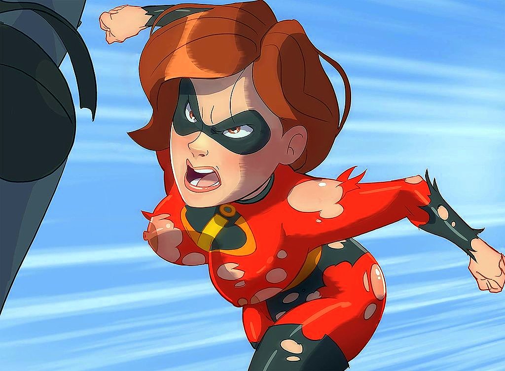 breast helen_parr mask nipples the_incredibles torn_clothes