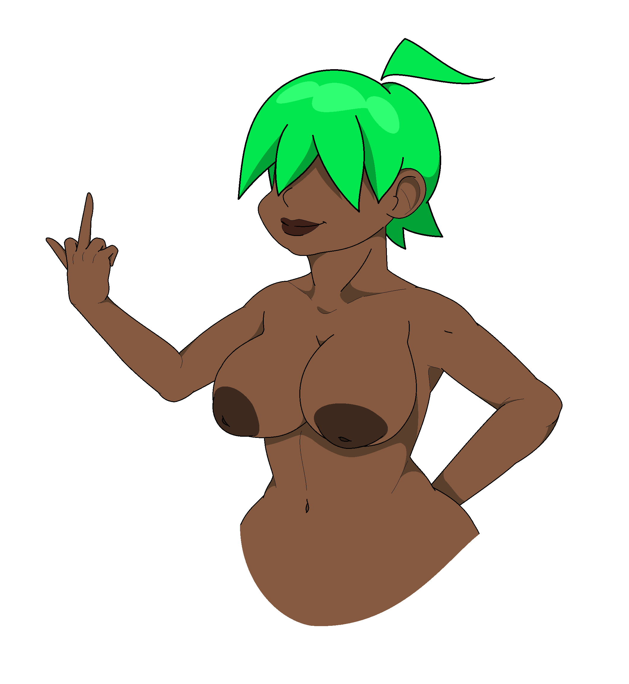 dark-skinned_female green_hair middle_finger ms_paint tagme