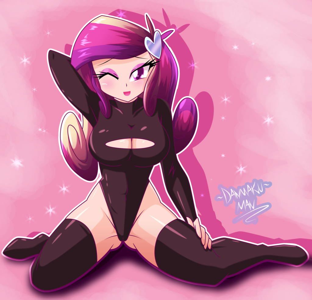 1girl clothed danmakuman female female_human female_only friendship_is_magic humanized looking_at_viewer my_little_pony one_eye_closed princess_cadance revealing_clothes solo stockings three-tone_hair