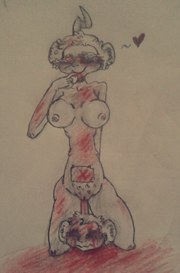 big_breasts bitch black_eyes blood dipsy fuck laa-laa monster_girl period pussy slendytubbies teletubbies traditional_media