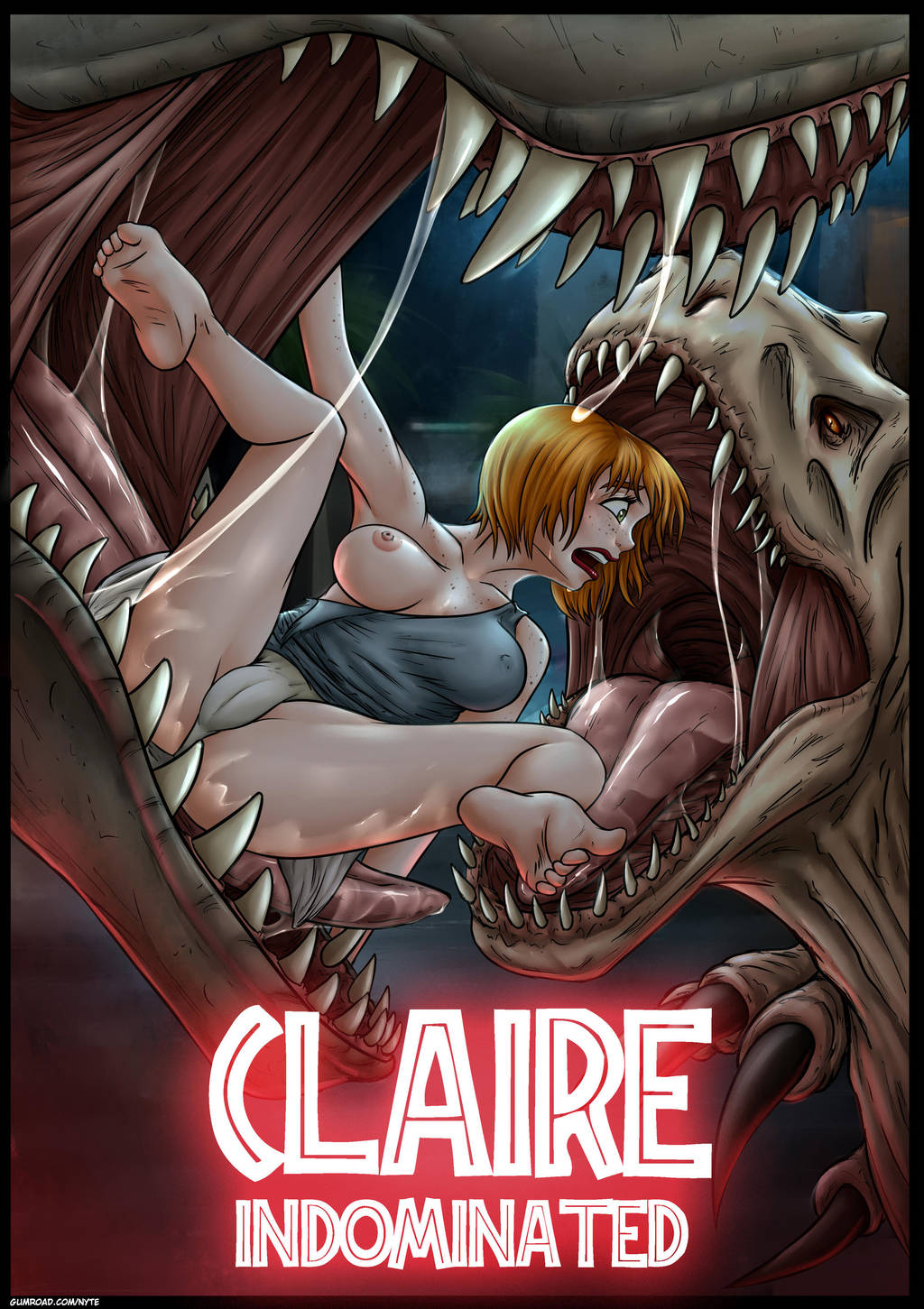 ass breasts claire_dearing dinosaur exposed_breast female_human imminent_vore indominus_rex jurassic_park jurassic_world nyte panties pussy spread_legs tongue tyrannosaurus_rex vore