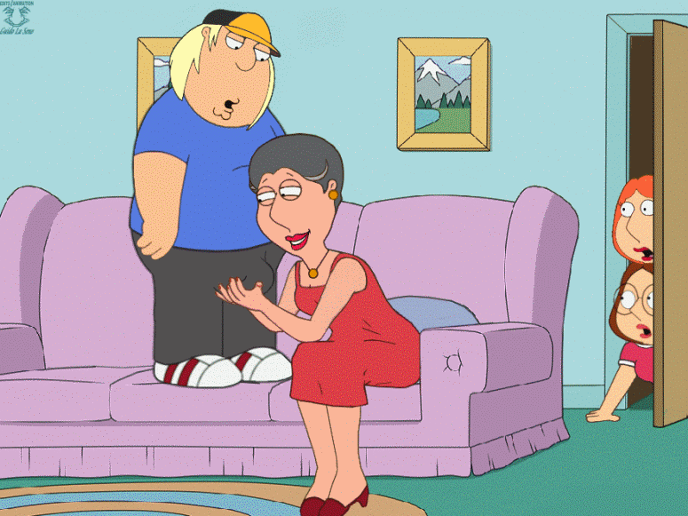 animated barbara_pewterschmidt chris_griffin facial family_guy funny gif grandmother guido_l lois_griffin meg_griffin mother_and_son sleeping sofa voyeur
