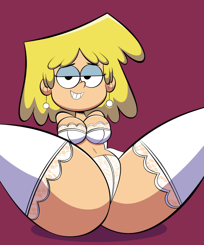 aonp0001 big_breasts blonde breasts codykins123 earrings half-closed_eyes lingerie lori_loud sexy smile the_loud_house thick_thighs thighs wide_hips
