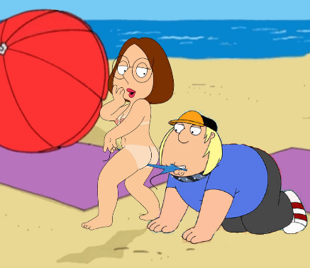 all_fours ass assisted_exposure beach chris_griffin coppertone family_guy meg_griffin parody sand sun tan_line